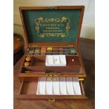 A 19th century mahogany watercolours set by G. Rowney & Co, 52, Rathborne Place, London, the