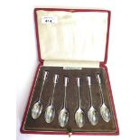 Boxed set of six Edward VIII 1936 silver and enamelled spoons