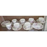 A Coalport floral design part tea service for six place settings, lacks teapot