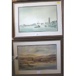 John Snelling Two coastal scenes Watercolours, signed 26cm x 40cm