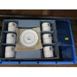 A cased set of six Wedgwood House of Commons coffee cans and saucers and various Royal Worcester