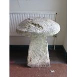 A limestone staddle stone, 59cm diameter, 69cm high