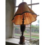 A variegated marble table lamp in the late 18th century style, of vase form with cylindrical base