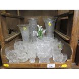 Various cut glass tumblers, shot glasses and vases