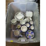 Six crates of various tea and dinnerwares, including Colclough and Chinese wares, a Doulton Jester