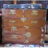 A pair of modern Chinses hardwood cabinets, each with an arrangement of five drawers and cupboard