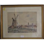 Harry Dean Windmills - a pair Watercolours, signed 25cm x 36cm