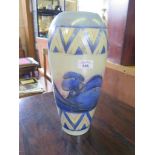 A Moorcroft Dawn pattern cylindrical vase of tapering form, 35cm high, impressed and signed marks