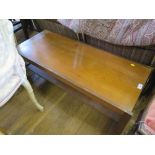 A teak rectangular coffee table with undershelf 101cm x 41cm