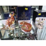 Royal Crown Derby Paperweights: Kangaroo (Australia collection 1999), Otter and Koala and Joey,