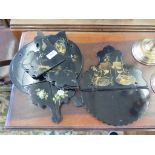 A pair of Victorian Japanese design papier mache folding wall brackets 25cm wide and another