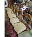 A set of six Victorian mahogany balloon back dining chairs, with octagonal tapering legs