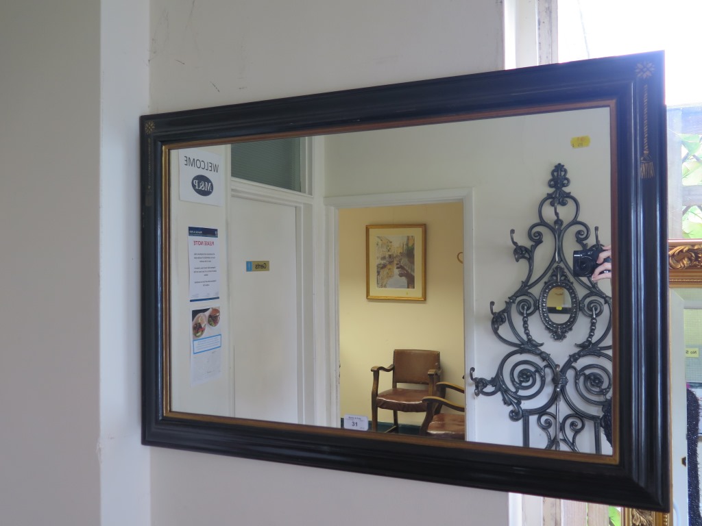 Two rectangular wall mirrors, 79cm x 109cm and 60cm x 85cm