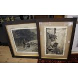 Robert W. Macbeth The Ferry and Ferry Inn - a pair Etchings, signed in pencil 33cm x 52cm and