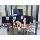 Royal Crown Derby Paperweights: Moonlight Badger (Collector's Guild exclusive), Llama (signed