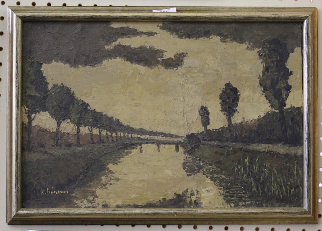 C. Huisman French Tree Lined Canal Oil on canvas, signed 30cm x 45cm