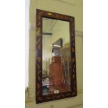 A Dutch mahogany and inlaid wall mirror, rectangular with floral frame, 71.5cm x 34cm