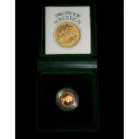 A 1980 proof gold sovereign, boxed with papers