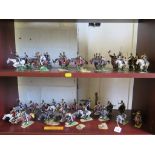 Thirty Seven painted pewter cavalry figures at charge, Chas C. Stedden printed marks to the bases,