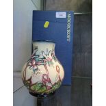 A Moorcroft 'Minvete' baluster vase, 2004, monogrammed T.B, with box, 16cm high