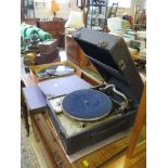 A Maxitone picnic gramophone, with Meltrope III sound box, and various gramophones