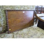 An Edwardian oak tray, rectangular with lunette carved gallery and brass handles, 66cm x 39cm