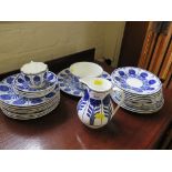 F&H Astor Border dinnerwares, in blue and white stylised floral decoration