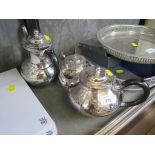 A three piece plated tea set