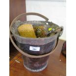 A leather bucket, 28cm high