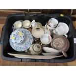 An Edwardian meat plate, various teawares, stonewares and other ceramics