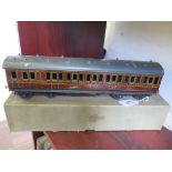 Bassett-Lowke O gauge lithographed tin plate LMS 3rd Class Trailer Coach 6560 Euston in original