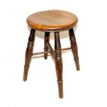 Victorian circular stool with turned beech legs and dished elm seat