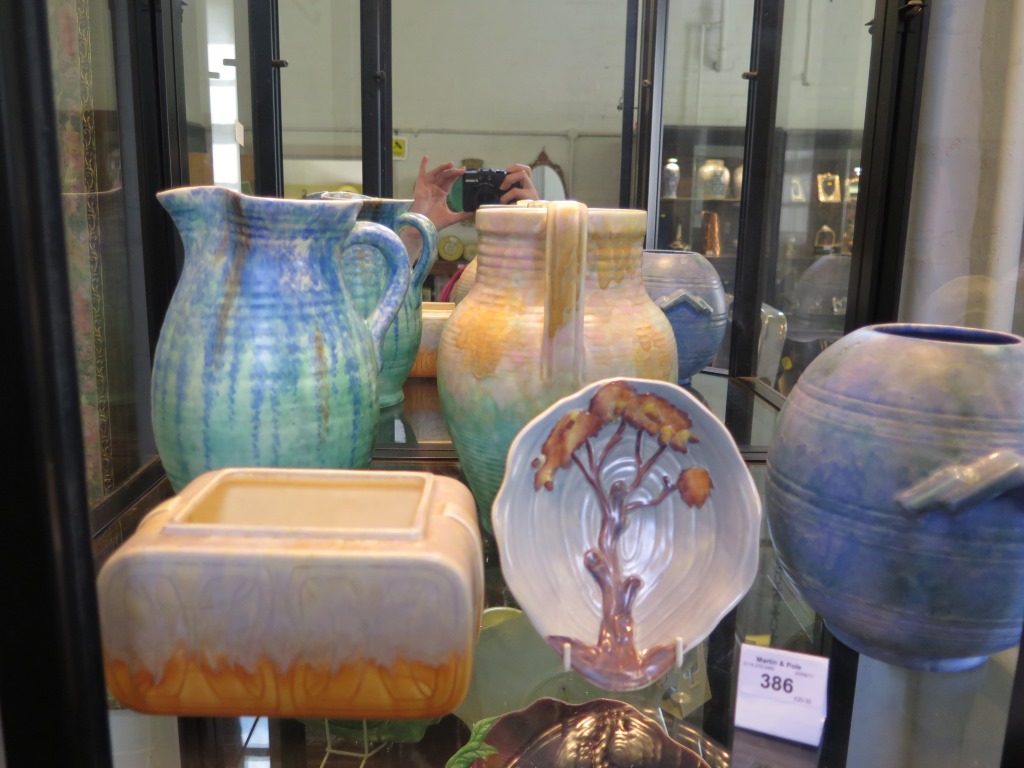 Art Deco ceramic vases, one by Shorter, jug and Carlton dish (5)