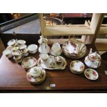 A Royal Albert Old Country Roses breakfast and tea service, comprising tea and coffee cups and
