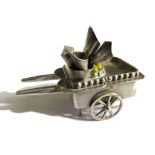 An Iraq silver street trader's barrow, 800 standard mid 20th century hallmark, 6cm long