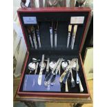 A canteen of stainless steel cutlery