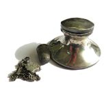 A small silver Capstan inkwell, two thimbles and a bracelet