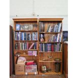 A pair of pine open bookshelves, 83cm wide, 190cm high