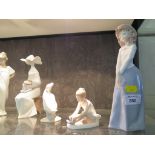 A Royal Doulton figure - Ballet Shoes, HN3434, three Lladro figures and three Nao figures