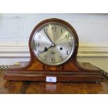 A 1920s inlaid mahogany Admiral hat clock, the silvered dial inscribed Spikings From Dent Ltd,