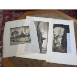 Cyril Henry Barraud St Jacques, Ypres Etching Signed in pencil 29cm x 15.5cm And two other