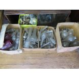 Three boxes of glass oil lamp chimney flues, approx 100