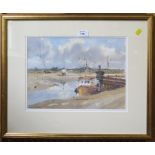 Alan Runagall RSMA Low water, Leigh Watercolour, signed, labelled verso 27cm x 37cm