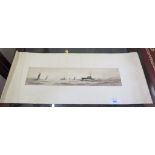 Frank Harding Patrol boats among sailing vessels Etching signed in pencil, unframed and unmounted