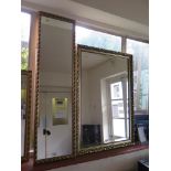 Two rectangular giltwood framed wall mirrors, one with bevelled plate 101cm x 71cm and 124cm x 35cm