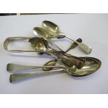 A small collection of silver cutlery to include serving spoons, tea spoons, mustard spoons and sugar