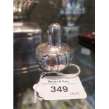 A Chinese export silver squat circular pepper pot, with Chinese lettering, 5cm high