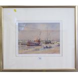 Sidney Cardew, RSMA Low Tide, West Mersey Watercolour, signed, Mall Galleries label verso 26cm x
