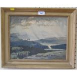 Vera Waddington (1876-1954) Sunlight over lakes Oil on board, signed 26cm x 35cm