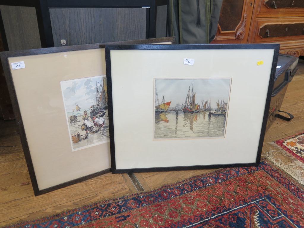 H Anton Sailing vessels with Venice Beyond Colour etching, signed and numbered 68/300 in pencil 25cm